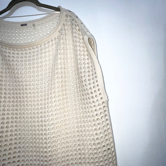 Elie Tahari Ivory Wool Cashmere Fringe Poncho Top M/L - Picture 3 of 7